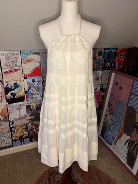 H&M White Tiered Halter Party Dress